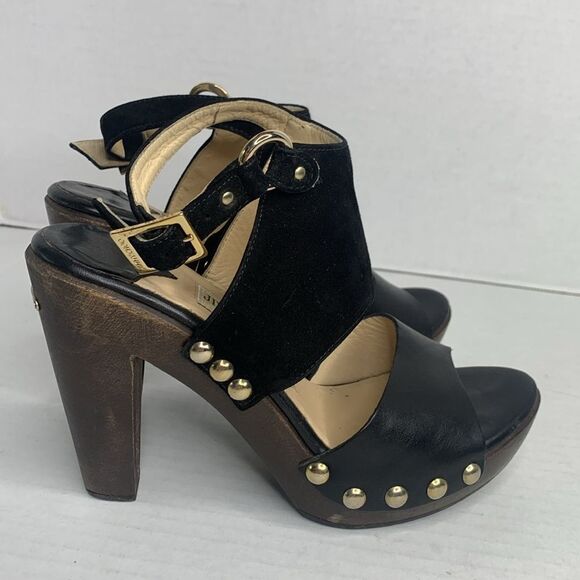 Jimmy Choo black suede leather studded clog heels - Picture 3 of 10